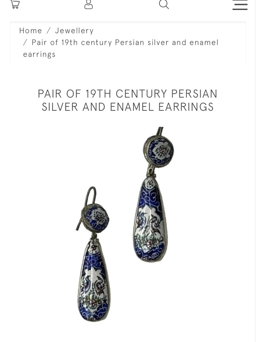 Vintage Blue Enamel Scenic Drop Earrings